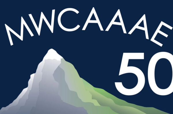 MWCAAAE 50th Logo with image of a mountain